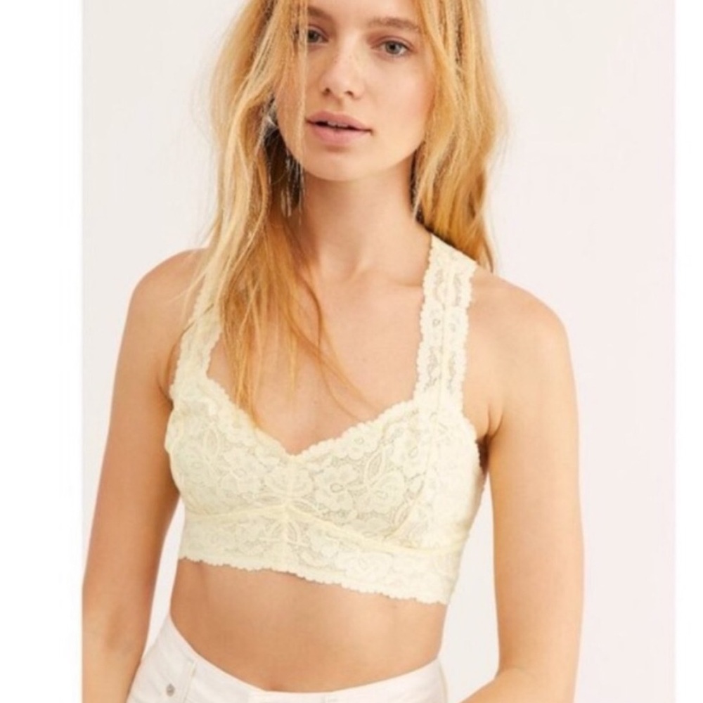 Free People Galloon Lace Racerback Bralette Lemon